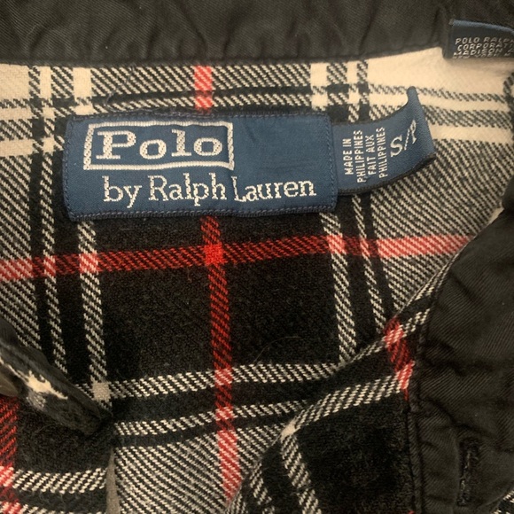POLO by Ralph Lauren Houndstooth Plaid Flannel Button-Down Shirt Size Small - Picture 4 of 5